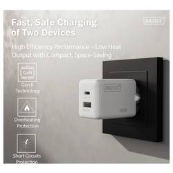 Digitus DA-10302 USB nabíječka, 1x USB A , 1x USB-C®, 45 W, bílá