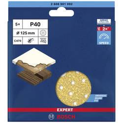 Bosch Accessories EXPERT C470 2608901092 brusné papíry pro excentrické brusky s otvory Zrnitost 40 (Ø) 125 mm 5 ks