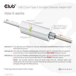 club3D Club 3D CAC-1519 - Netzwerkadapter - USB-C 3.2 Gen 1 adaptér 10 / 100 / 1000 MBit/s USB-C®, RJ45