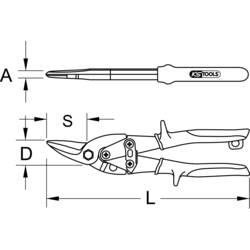 KS Tools 118.0053 Pákové nůžky na plech, levořezné