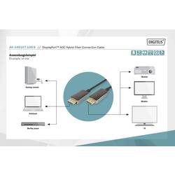 Digitus DisplayPort / optické vlákno kabel Konektor DisplayPort, Konektor DisplayPort 10.00 m černá AK-340107-100-S 8K UHD Kabel DisplayPort