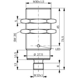 Contrinex indukční senzor přiblížení M30 zdánlivě zarovnaný PNP DW-AS-503-M30-002