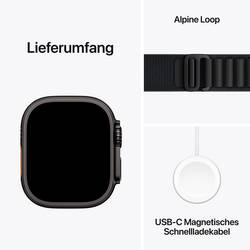 Apple Watch Ultra 3 GPS + Cellular 49 mm Titanový kryt Řemínek Alpine Loop černá L