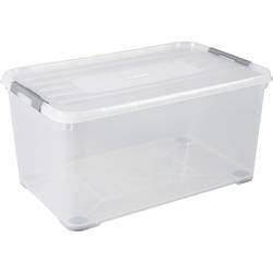 Curver 243857 Úložný box, HANDY, stohovatelné, (d x š x v) 800 x 500 x 390 mm, transparentní, stříbrná, 1 ks