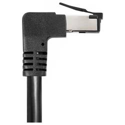 Maxtrack TI49-1L RJ45 síťové kabely, propojovací kabely CAT 8.1 S/FTP 1 m černá 90° zatočeno nahoru , odolné vůči amoniaku, jednoduché stínění 1 ks