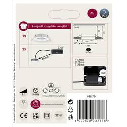 Paulmann 93876 Coin Slim LED vestavné svítidlo, LED, pevně vestavěné LED, 6 W, bílá (matná)