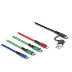 Delock Nabíjecí kabel USB USB 2.0 USB-A zástrčka, USB-C ® zástrčka, USB-C ® zástrčka, USB Micro-B zástrčka, Apple Lightning konektor 1.20 m černá, modrá,