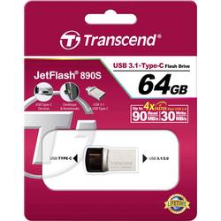 Transcend JetFlash® 890 USB paměť pro smartphony/tablety stříbrná 64 GB USB 3.2 (Gen 2) , USB-C®