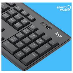 Logitech MK295 bezdrátový sada klávesnice a myše odolné proti stříkající vodě, s číselnou klávesnicí, ergonomická, Tiché klávesy US anglická, QWERTY grafit