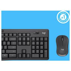 Logitech MK295 bezdrátový sada klávesnice a myše odolné proti stříkající vodě, s číselnou klávesnicí, ergonomická, Tiché klávesy US anglická, QWERTY grafit