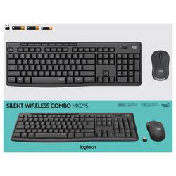 Logitech MK295 bezdrátový sada klávesnice a myše odolné proti stříkající vodě, s číselnou klávesnicí, ergonomická, Tiché klávesy US anglická, QWERTY grafit
