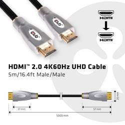 club3D HDMI kabel Zástrčka HDMI-A, Zástrčka HDMI-A 5.00 m černá CAC-2312 4K UHD, samozhášecí HDMI kabel