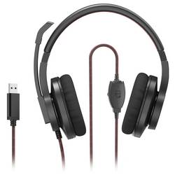 Hama Headset otevřená (On Ear) kabelová stereo černá, červená regulace hlasitosti Počítače