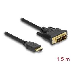 Delock DVI / HDMI kabel DVI-D 18 + 1 pól Zástrčka, Zástrčka HDMI-A 1.5 m černá 85583 třížilový stíněný, pozlacené kontakty DVI kabel