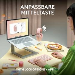 Logitech Pebble Mouse 2 M350s - TONAL ROSE - EMEA-808 optická myš, přenos Bluetooth®, 3 tlačítko, 400 dpi, 4000 dpi, růžová