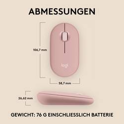 Logitech Pebble Mouse 2 M350s - TONAL ROSE - EMEA-808 optická myš, přenos Bluetooth®, 3 tlačítko, 400 dpi, 4000 dpi, růžová
