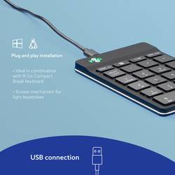 R-GO Tools Numpad Break kabelový číselná klávesnice ergonomická černá