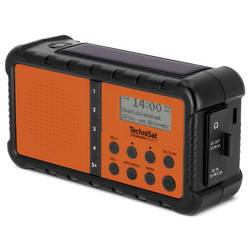 TechniSat TECHNIRADIO SOLAR 2 0000/3996 stolní rádio, DAB+, FM, USB, Solární panel, Ruční klika, stolní lampa, s akumulátorem, voděodolné, Oranžovočerná