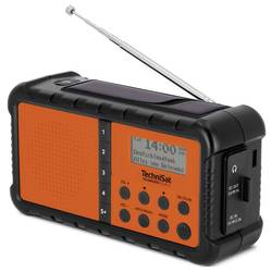 TechniSat TECHNIRADIO SOLAR 2 0000/3996 stolní rádio, DAB+, FM, USB, Solární panel, Ruční klika, stolní lampa, s akumulátorem, voděodolné, Oranžovočerná