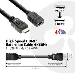club3D HDMI kabel Zástrčka HDMI-A, Zásuvka HDMI-A 5.00 m černá CAC-1325 HDMI kabel