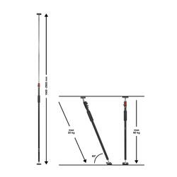TOOLCRAFT podpěrná tyč Nastavení délky: 1600 - 2900 mm Max.nosnost: 60 kg