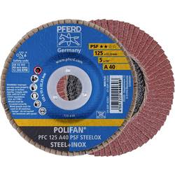 PFERD TOOLS 67744125 PFC 125 A 40 PSF STEELOX vějířový brusný kotouč Průměr 125 mm Ø otvoru 22.23 mm Zrnitost 40 nerezová ocel, ocel 10 ks