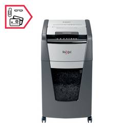 Rexel Optimum AutoFeed+ 225X skartovačka mikrořez 4 x 25 mm 60 l Počet listů (max.): 225 listů Křížový řez kancelářské sponky, sponky do sešívačky, kreditní