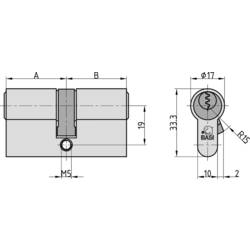 Basi V5010-2222 krátká profilová cylindrická vložka 22 / 22mm