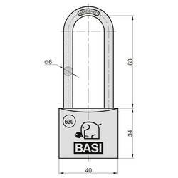 Basi 6302-4001-4003 visací zámek na klíč, 40 mm, hliník