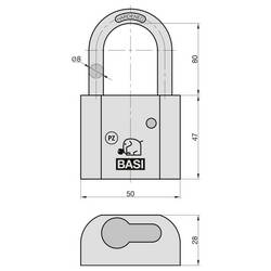 Basi PZ5090-0021 visací zámek 50 mm, mosaz, nerezová ocel