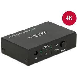 Delock 18683 HDMI přepínač možnost 3D přehrávání, LED ukazatel, s dálkovým ovládáním, kovový ukazatel, UHD 3840 x 2160 Pixel