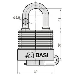 Basi 6150-3000 visací zámek na klíč, 39 mm, ocel