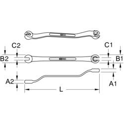 KS Tools 517.0270 CHROMEplus otevřený oboustranný očkový klíč, lomený, 10 x 11 mm