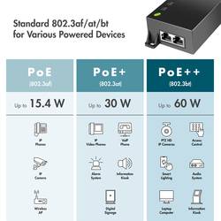 LogiLink POE007 PoE injektor 10 / 100 / 1000 MBit/s IEEE 802.3bt, IEEE802.3af (15,4 W), IEEE802.3at (30 W)