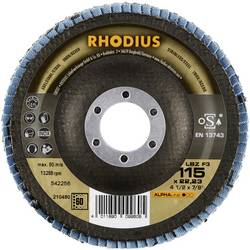 Rhodius 210480 LSZ F3 vějířovitý brusný kotouč Průměr 115 mm Ø otvoru 22.23 mm Zrnitost 60 nerezová ocel 1 ks