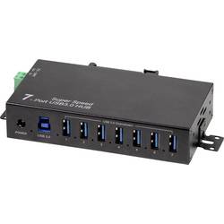 LogiLink UA0444 USB Hub 7 portů USB-A USB 3.0 5 GBit/s pro průmyslové použití, kovový ukazatel, pro montáž na zeď černá UA0444
