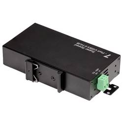 LogiLink UA0444 USB Hub 7 portů USB-A USB 3.0 5 GBit/s pro průmyslové použití, kovový ukazatel, pro montáž na zeď černá UA0444