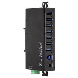 LogiLink UA0444 USB Hub 7 portů USB-A USB 3.0 5 GBit/s pro průmyslové použití, kovový ukazatel, pro montáž na zeď černá UA0444