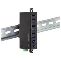 LogiLink UA0444 USB Hub 7 portů USB-A USB 3.0 5 GBit/s pro průmyslové použití, kovový ukazatel, pro montáž na zeď černá UA0444