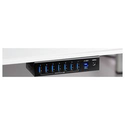 LogiLink UA0444 USB Hub 7 portů USB-A USB 3.0 5 GBit/s pro průmyslové použití, kovový ukazatel, pro montáž na zeď černá UA0444
