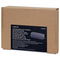 LogiLink UA0444 USB Hub 7 portů USB-A USB 3.0 5 GBit/s pro průmyslové použití, kovový ukazatel, pro montáž na zeď černá UA0444