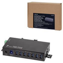 LogiLink UA0444 USB Hub 7 portů USB-A USB 3.0 5 GBit/s pro průmyslové použití, kovový ukazatel, pro montáž na zeď černá UA0444