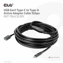 club3D USB adaptér USB 3.2 Gen1 USB-C ® zástrčka, USB-A zásuvka 10.00 m černá CAC-1538