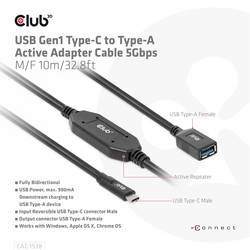 club3D USB adaptér USB 3.2 Gen1 USB-C ® zástrčka, USB-A zásuvka 10.00 m černá CAC-1538