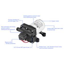 TOOLCRAFT TO-10362525 nízkonapěťové tlakové čerpadlo 678 l/h 12 V/DC