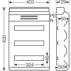 Hensel 61001146 KV 9354 NT malý rozváděč na omítku Počet modulů (šířka) = 54 Počet řádků = 3 Obsah 1 ks
