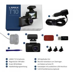 Lamax T10 kamera za čelní sklo s GPS, 170 ° zobrazení dat ve videu, G-senzor, WDR, záznam smyčky, automatický start, GPS s detekcí radaru, displej, akumulátor,