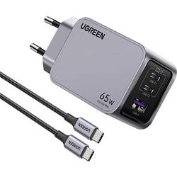 UGREEN Nexode Pro USB nabíječka, GaN, 2x USB-C®, 1x USB A , 65 W, PPS, Power Delivery 3.0, Quick Charge 4.0, šedá