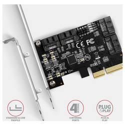 AXAGON PCES-SA4X4 4 porty karta PCI-Express PCIe vč. nízkoprofilového krycího plechu na prázdný slot
