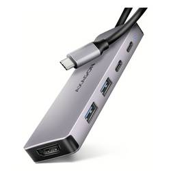 AXAGON HMC-5H60 USB Hub 5 portů USB 3.2 (Gen 1x1) , HDMI™ USB 3.2 Gen1, HDMI 2.0 5 GBit/s šedá HMC-5H60
